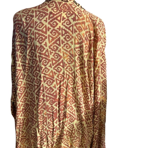 Soft Surroundings Open Front Kimono Cardigan Beaded Trim Crinkle Rayon Boho 3X - Picture 7 of 10
